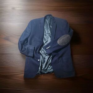 Vintage Izod  Sport Coat Elbow Patch Nickel 2 Button Navy Blue 40L Blazer Jacket